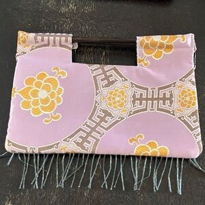 Elegant Pink and Gold Floral Clutch